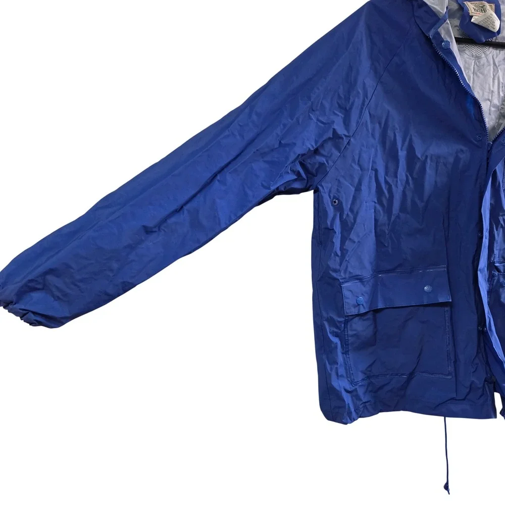Red‎ Head Rain Jacket Blue Medium Vintage Hooded Waterproof Bass Pro Shops Mens